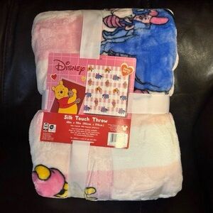 Disney Silk Touch Throw with Pooh and Piglet - Pink and Blue